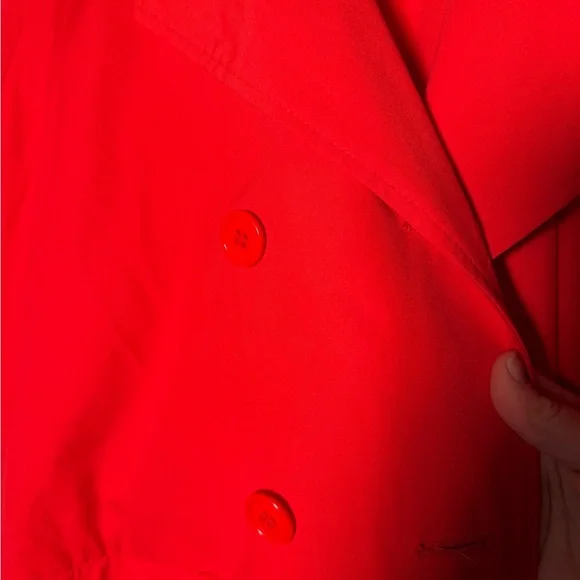 Women’s Vintage Red Double-Breasted Trench Coat - Picture 5 of 7